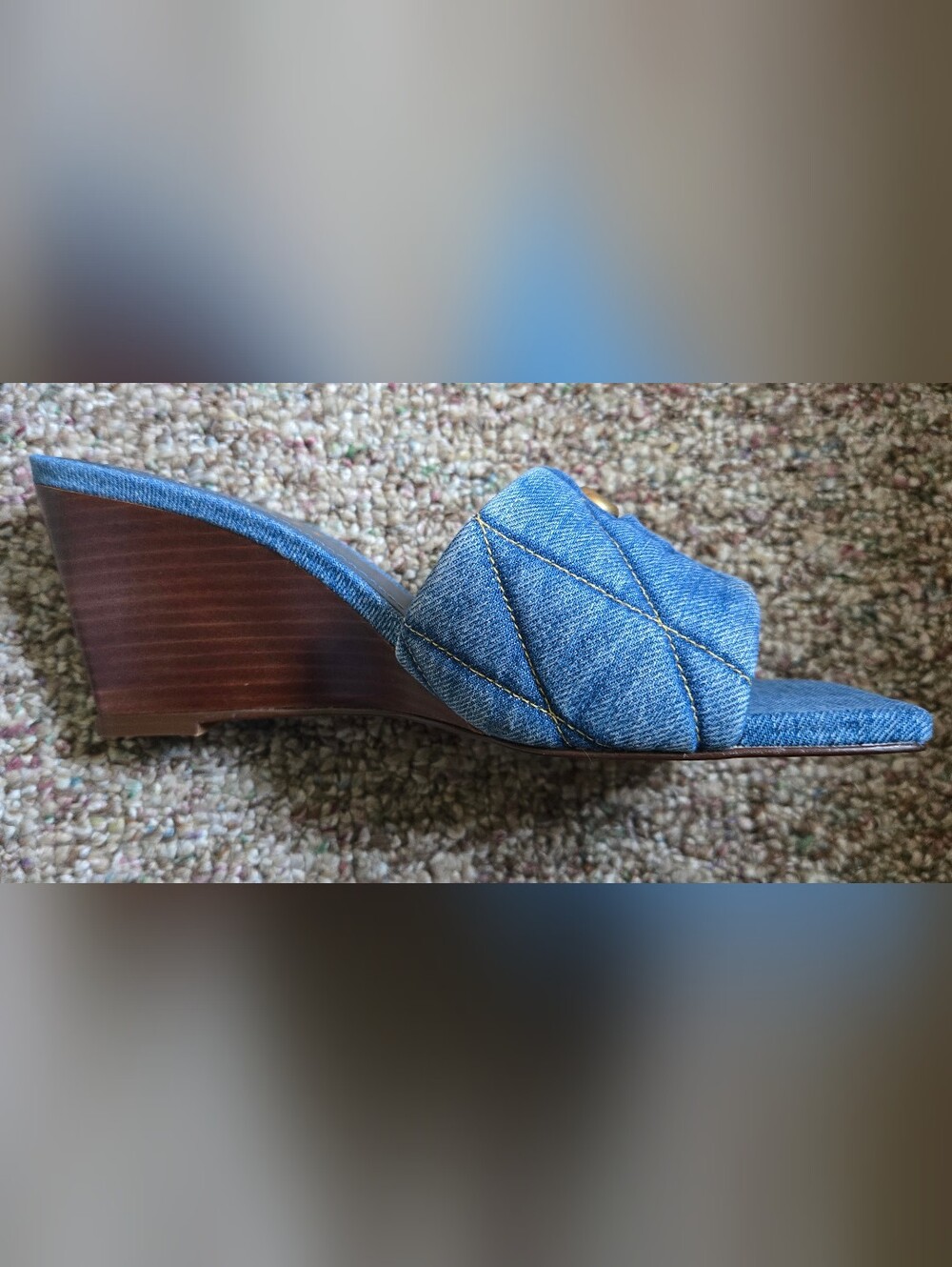 Coach Quilted Denim Heel Womens Size 7 - Picture 7 of 10